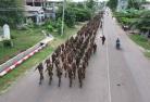 ကန့်ဘလူမြို့နယ်မှာ အင်အားပြနေတဲ့ စစ်အုပ်စုနဲ့ စစ်အုပ်စု လက်အောက်က ပြည်သူ့စစ် အမည်ခံ ပျူတွေ/Photo - စစ်အုပ်စု